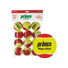 Prince Play & Stay Red Mini Balls Stage 3 (2 tone) - 12 Pack