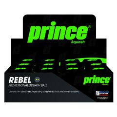 Prince Rebel Squash Balls Double Yellow 1 Dozen Box