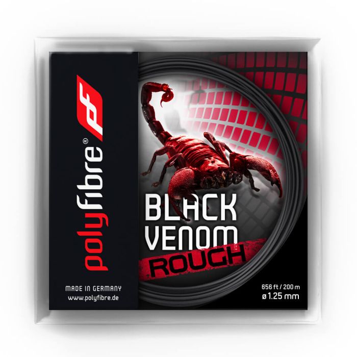 Polyfibre Black Venom Rough 16L 1.25mm Tennis Strings 200M Reel 