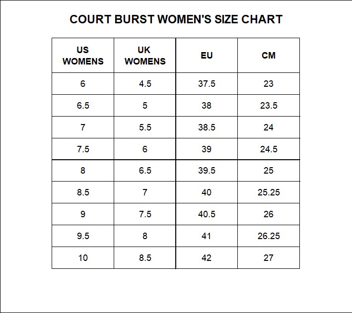 Womens Shoe Size Chart